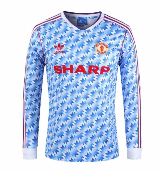 1990-92 Manchester United Retro LS Away Kit Soccer Jersey